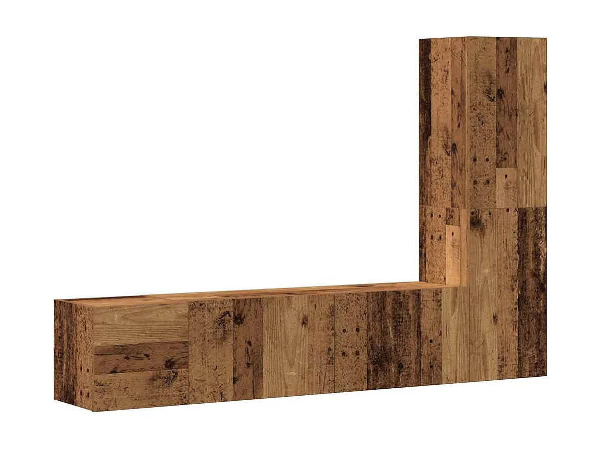 Tv-wandkasten | Tv-meubels | Tv-Banken 3 st bewerkt hout oud houtkleurig