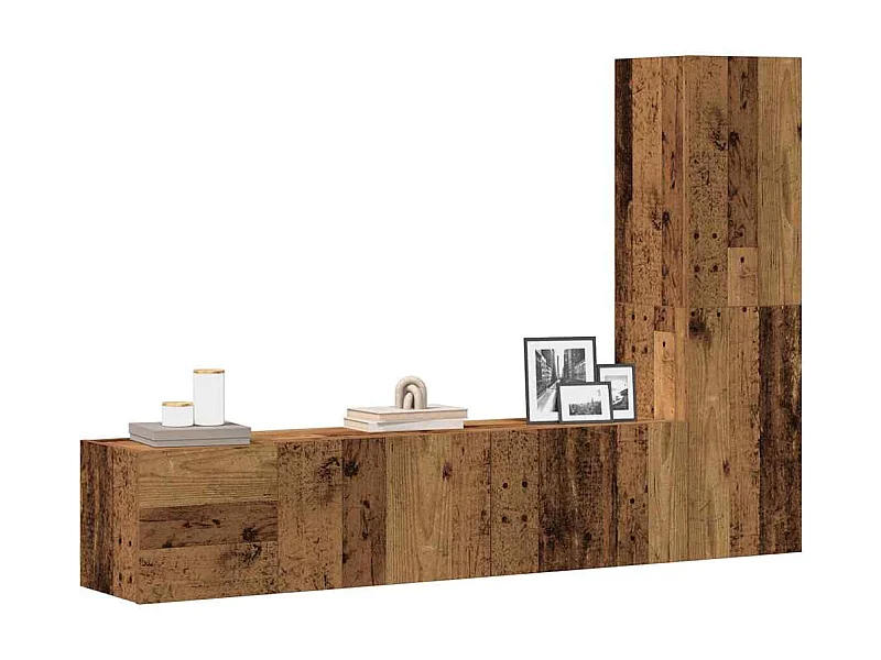 Mobili TV | Armadietti TV a Parete 3 pz Legno Antico in Legno Multistrato