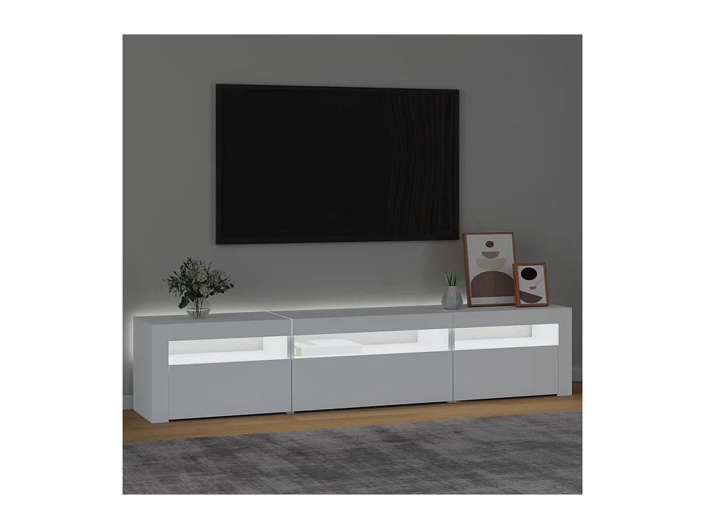 Meuble TV | Banc TV | Armoire TV avec lumières LED Blanc 195x35x40 cm
