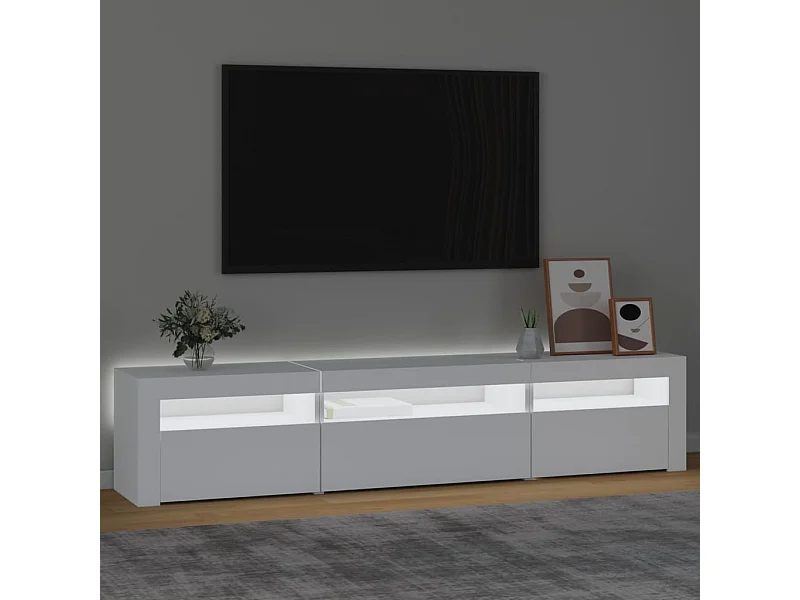 Meuble TV | Banc TV | Armoire TV avec lumières LED Blanc 195x35x40 cm