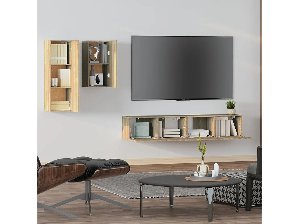 Ensemble de meubles TV | Bancs TV | Armoires TV 4 pcs Chêne sonoma Bois d'ingénierie