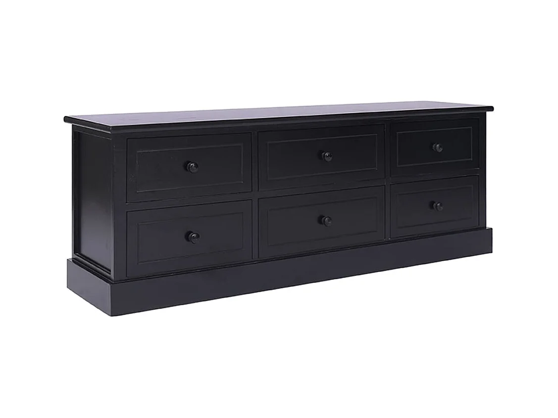 Mueble para TV  | Gabinete de TV |  Mueble de salón madera maciza de paulownia negro 108x30x40 cm