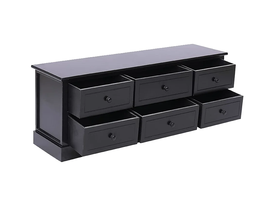 Mueble para TV  | Gabinete de TV |  Mueble de salón madera maciza de paulownia negro 108x30x40 cm