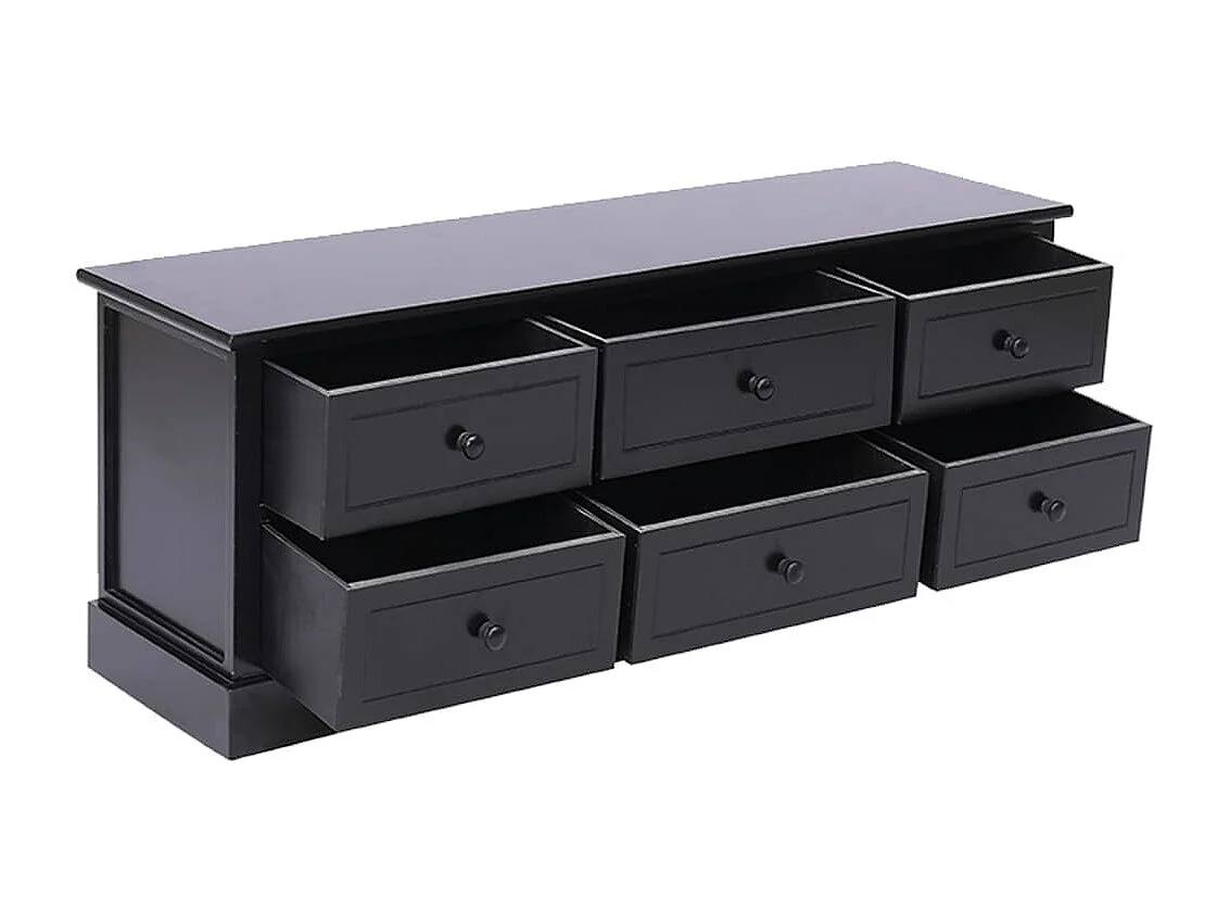 Meuble TV | Banc TV | Armoire TV Noir 108x30x40 cm Bois de Paulownia solide