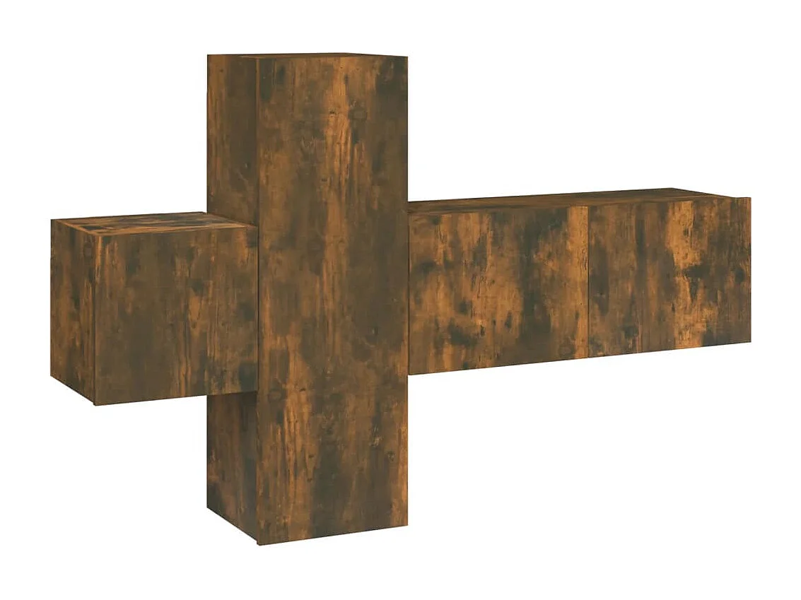 Set de muebles de TV | Gabinetes de TV |  Muebles de salón 3 pzas madera contrachapada roble ahumado