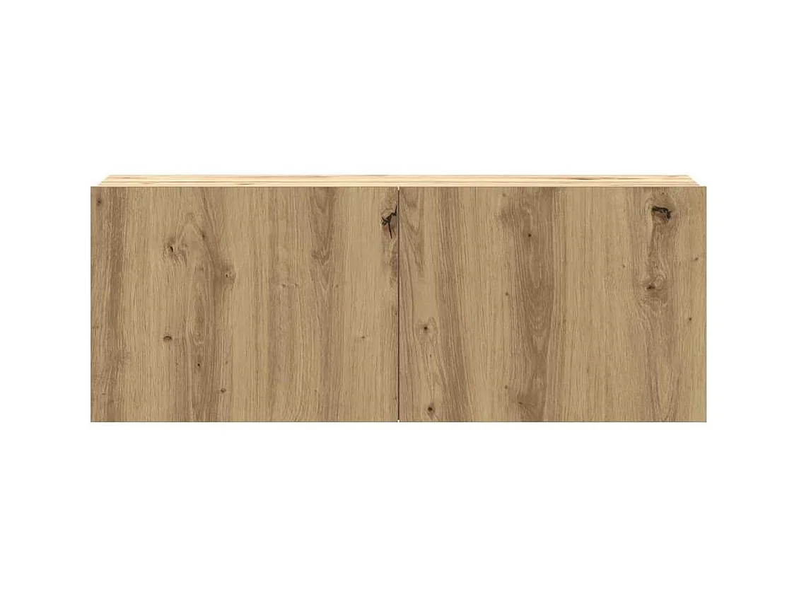 6-delig Tv-meubelset | Tv-Bank | TV-kast wandmontage bewerkt hout artisanaal eiken