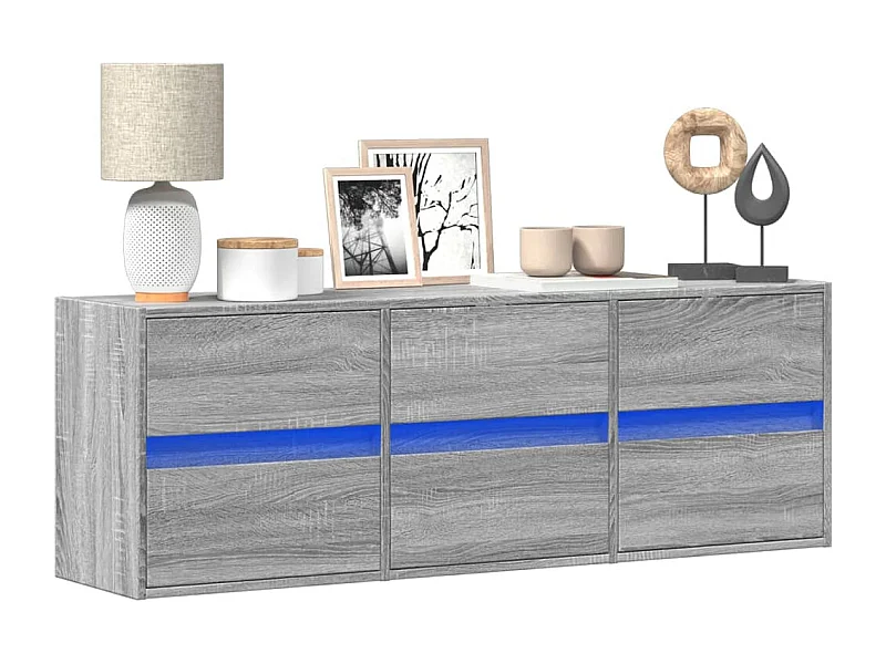 Tv-wandmeubel | TV-kast | Tv-Bank met LED-verlichting 130x31x45 cm grijs sonoma