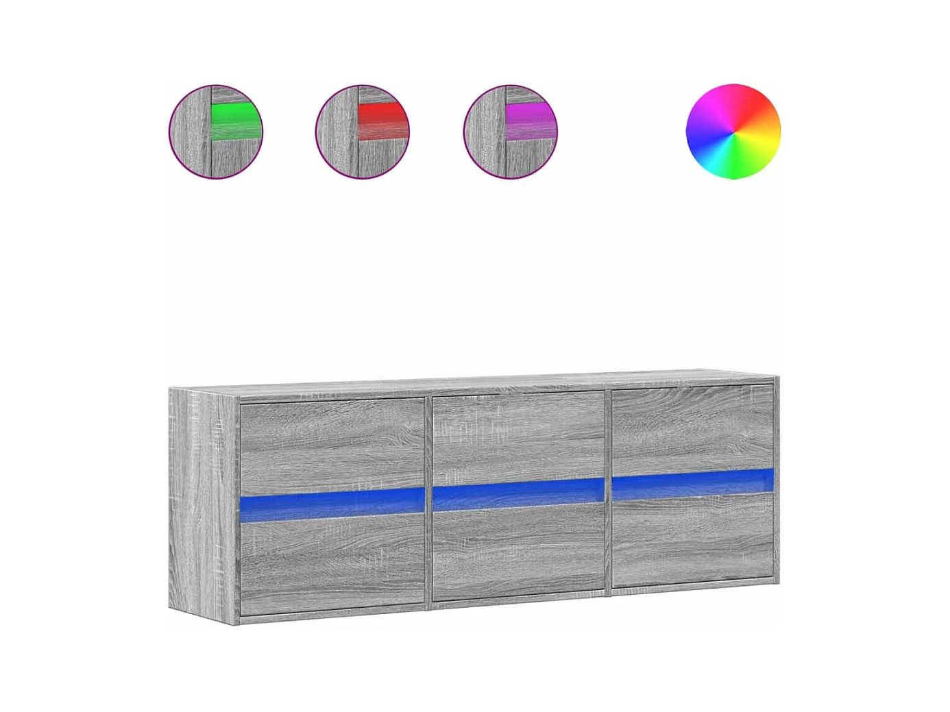 Tv-wandmeubel | TV-kast | Tv-Bank met LED-verlichting 130x31x45 cm grijs sonoma