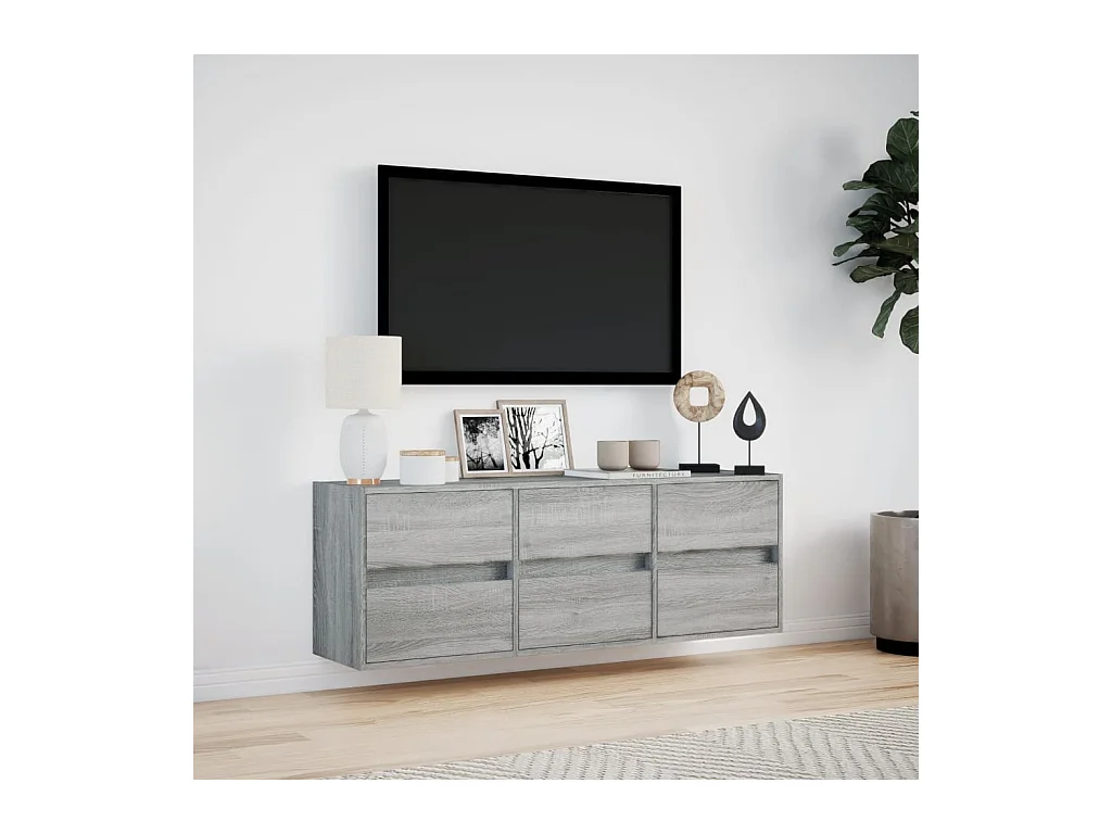 Tv-wandmeubel | TV-kast | Tv-Bank met LED-verlichting 130x31x45 cm grijs sonoma