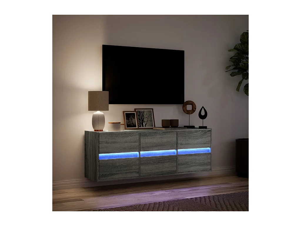 Tv-wandmeubel | TV-kast | Tv-Bank met LED-verlichting 130x31x45 cm grijs sonoma