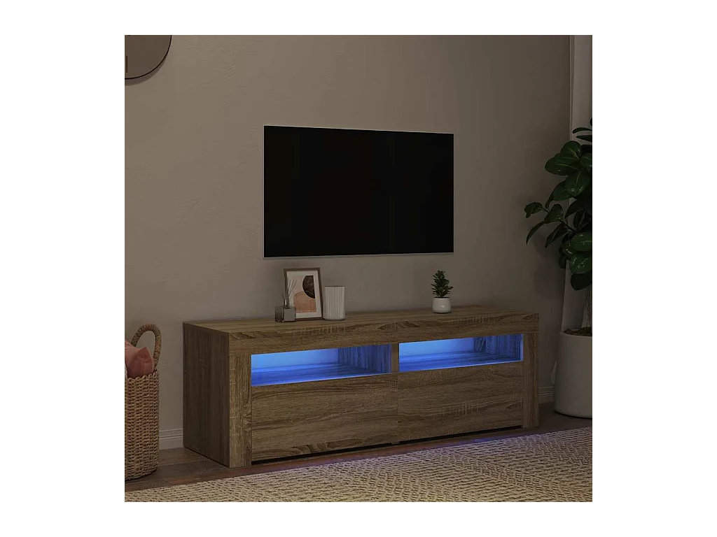 Mueble de TV | Mueble de salón con luces LED roble Sonoma 120x35x40 cm