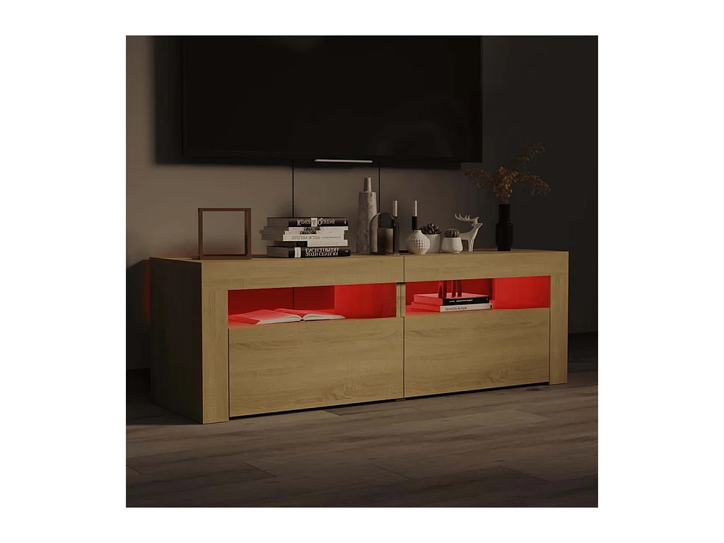 Mueble de TV | Mueble de salón con luces LED roble Sonoma 120x35x40 cm