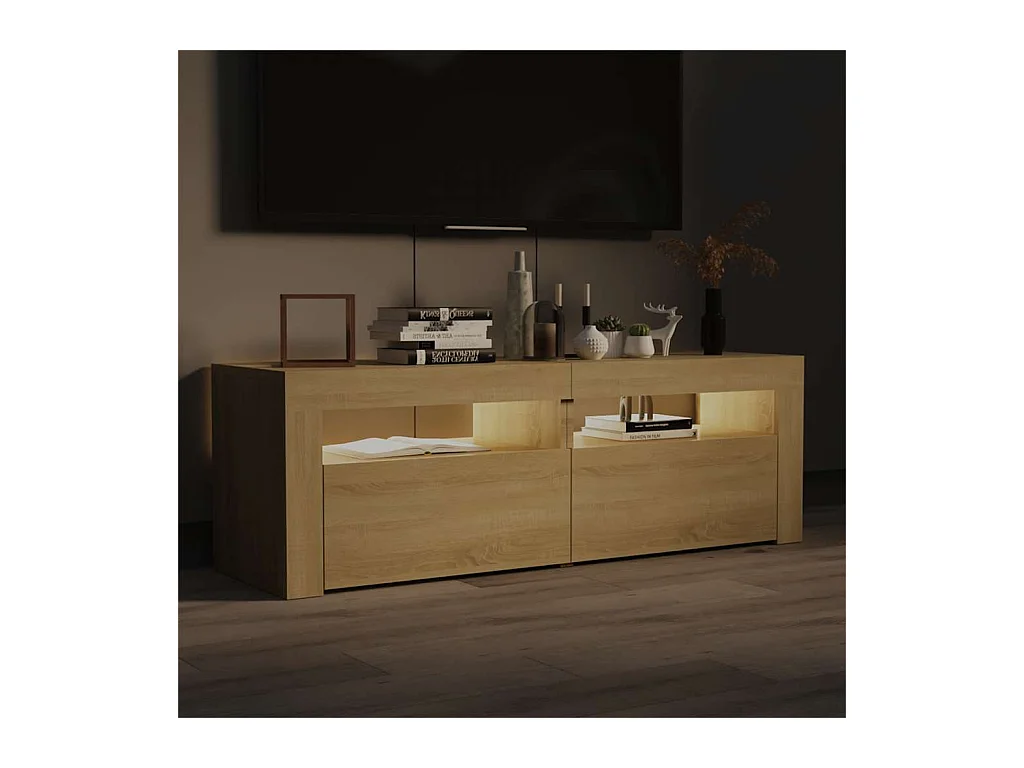 Mueble de TV | Mueble de salón con luces LED roble Sonoma 120x35x40 cm