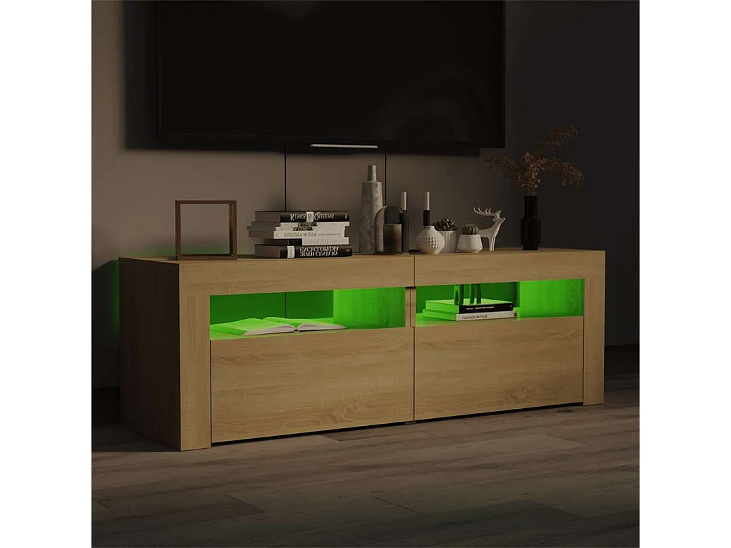 Meuble TV | Banc TV | Armoire TV avec lumières LED chêne sonoma 120x35x40 cm