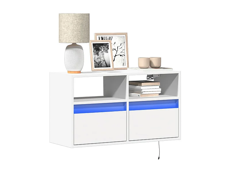 Mueble de TV | Mueble de salón de pared con luces LED blanco 80x31x45 cm