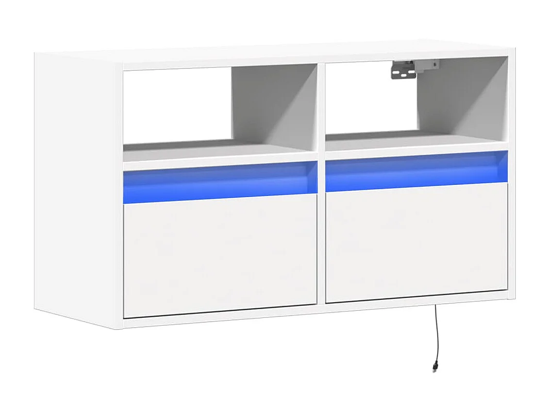 Mueble de TV | Mueble de salón de pared con luces LED blanco 80x31x45 cm