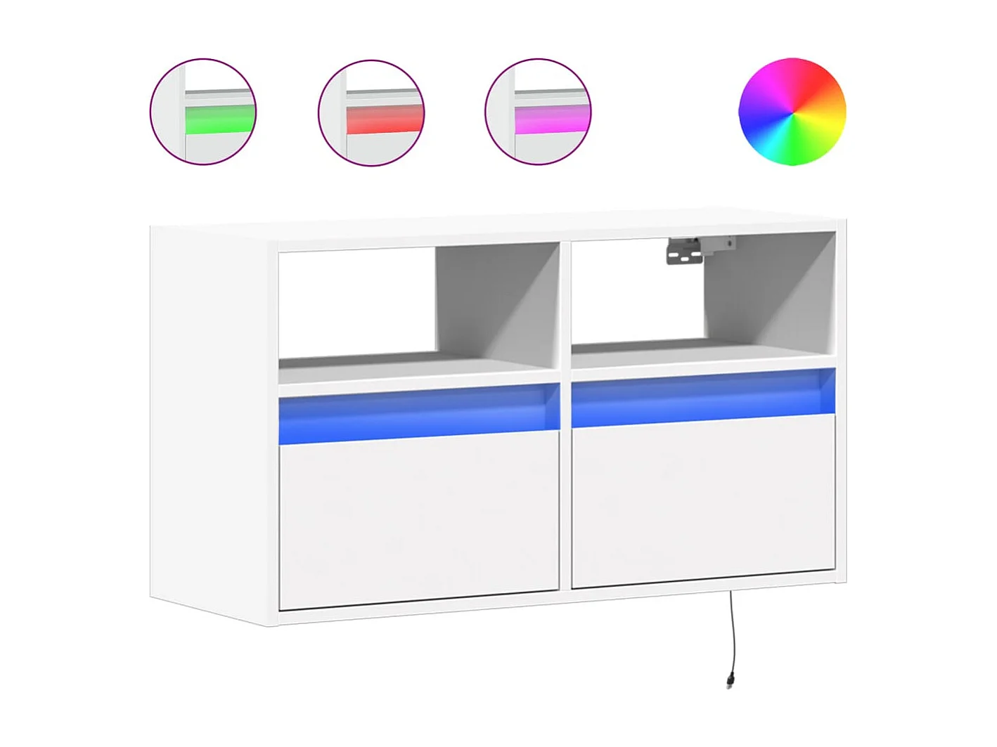 Tv-wandmeubel | TV-kast | Tv-Bank met LED-verlichting 80x31x45 cm wit