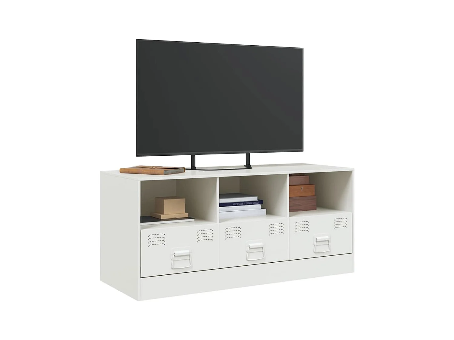 Mueble para TV  | Gabinete de TV |  Mueble de salón de acero blanco 99x39x44 cm