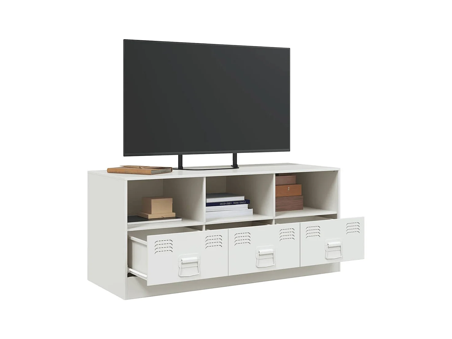 Mueble para TV  | Gabinete de TV |  Mueble de salón de acero blanco 99x39x44 cm