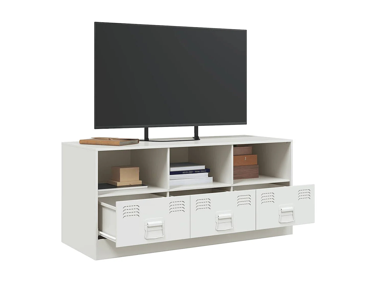 Meuble TV | Banc TV | Armoire TV blanc 99x39x44 cm acier