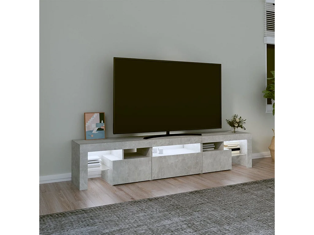 Mueble de TV | Mueble de salón con luces LED gris hormigón 200x36,5x40 cm