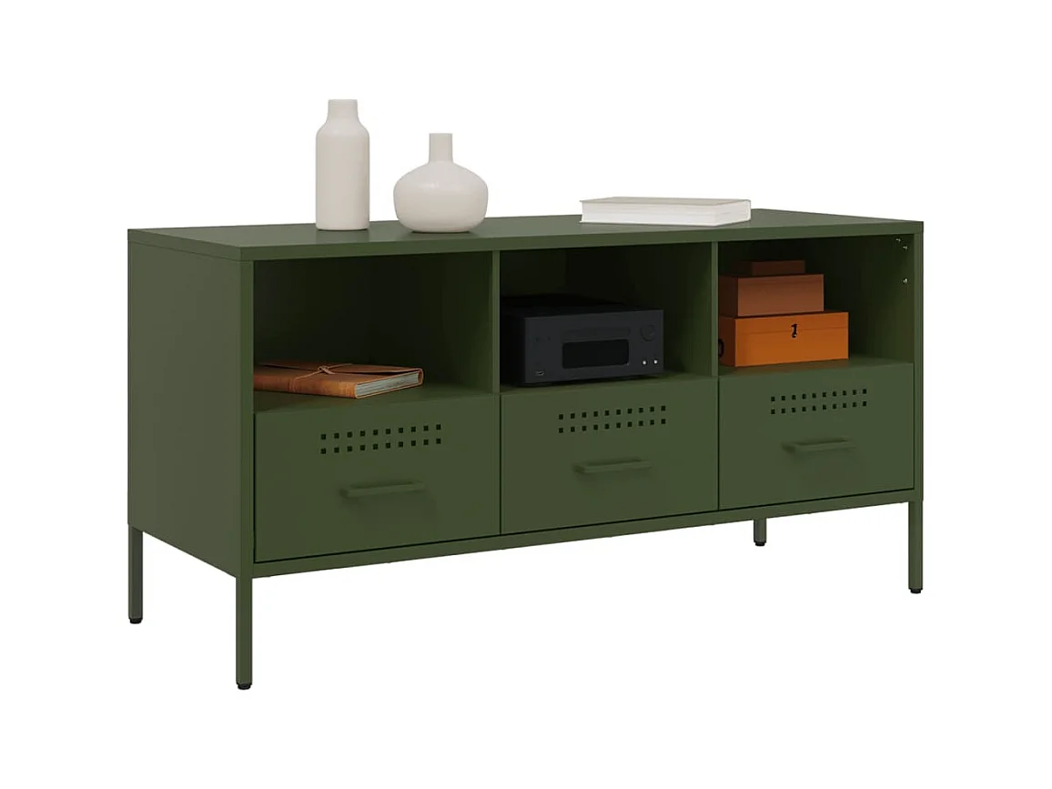 Mueble para TV  | Gabinete de TV |  Mueble de salón acero verde oliva 100,5x39x50,5 cm