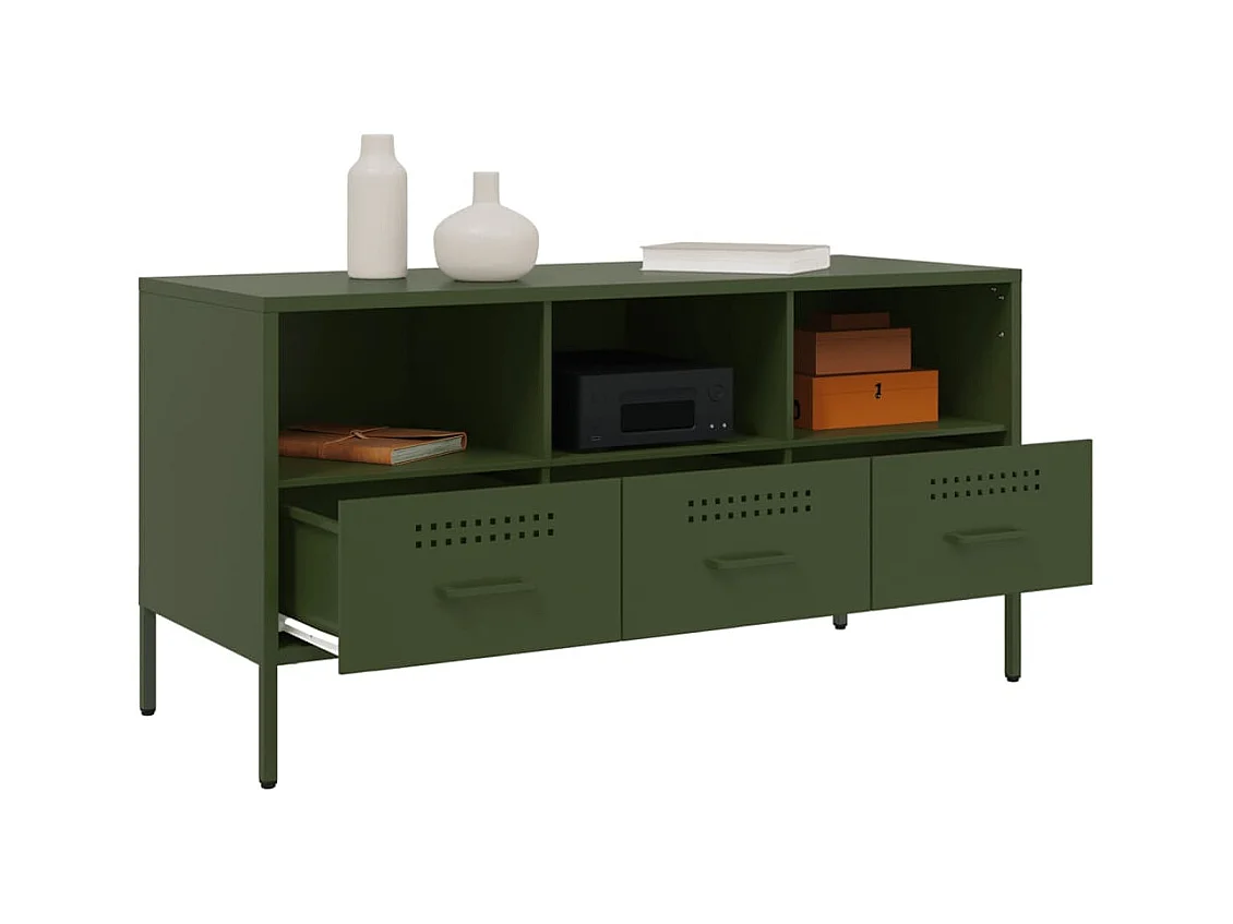 Mueble para TV  | Gabinete de TV |  Mueble de salón acero verde oliva 100,5x39x50,5 cm