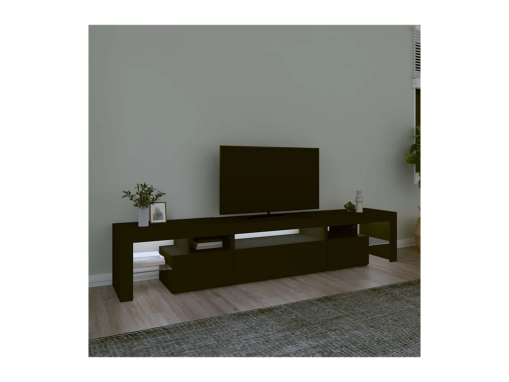 Mueble de TV | Mueble de salón con luces LED Negro 215x36,5x40 cm