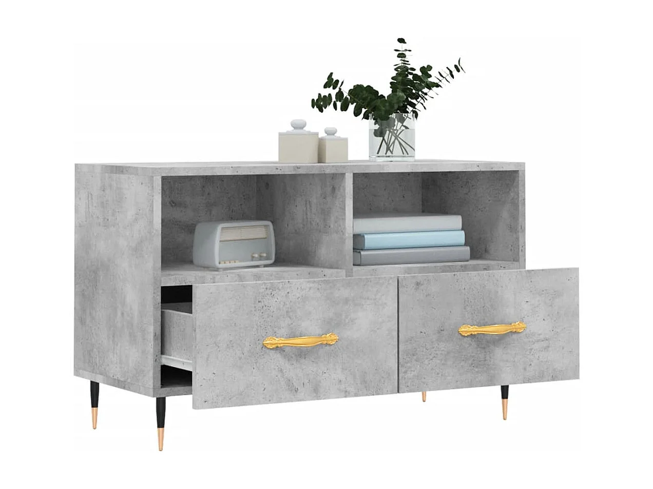 Mueble para TV  | Gabinete de TV |  Mueble de salón madera contrachapada gris hormigón 80x36x50 cm