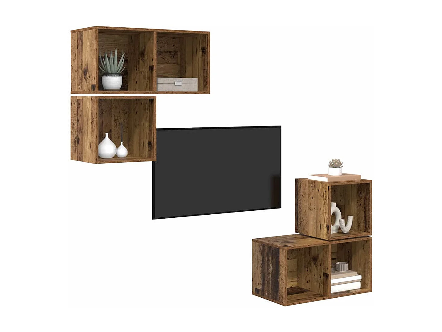 Conjunto de Mueble de TV | Mueble de salón 4 pcs Madera vieja 37 x 37 x 72 cm