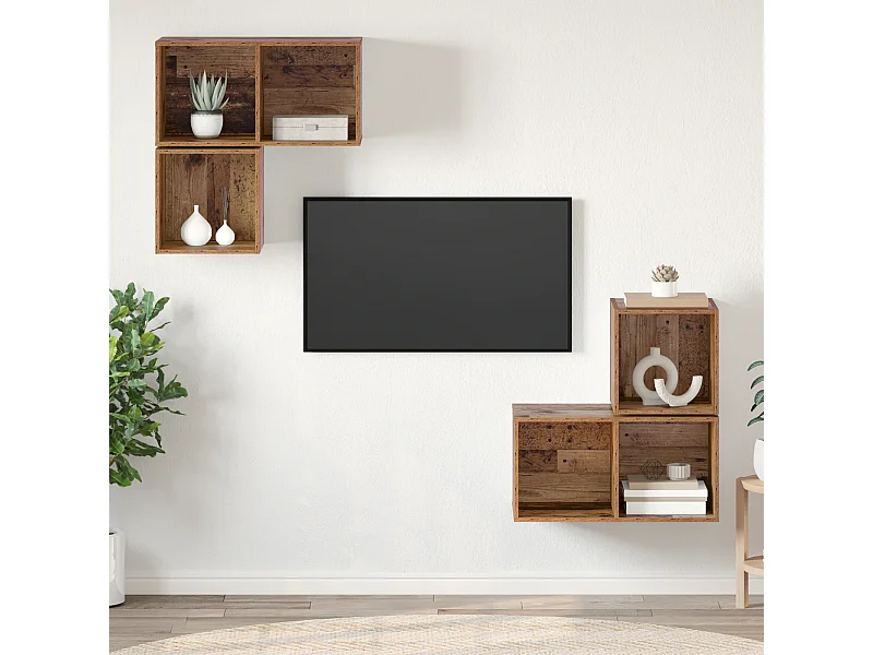 Conjunto de Mueble de TV | Mueble de salón 4 pcs Madera vieja 37 x 37 x 72 cm