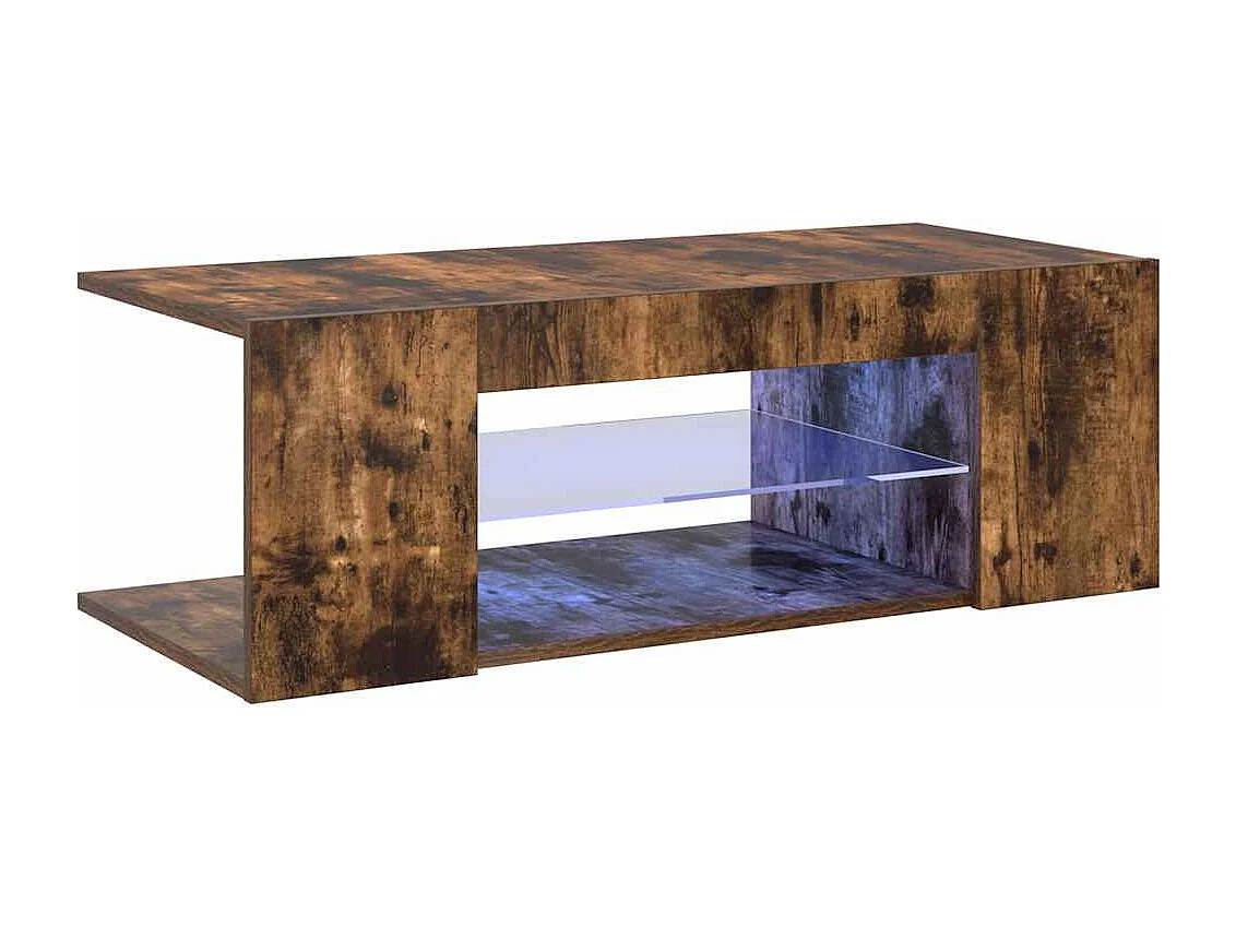 Meuble TV | Banc TV | Armoire TV avec lumières LED Chêne fumé 90x39x30 cm