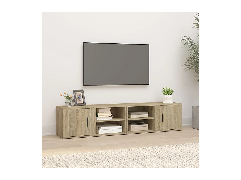 Mueble TV | Gabinete de TV | Mueble de salón 2 uds madera contrachapada roble Sonoma 80x31,5x36 cm