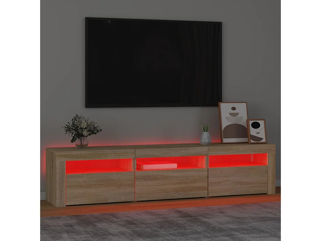 Mueble de TV | Mueble de salón con luces LED roble Sonoma 180x35x40 cm