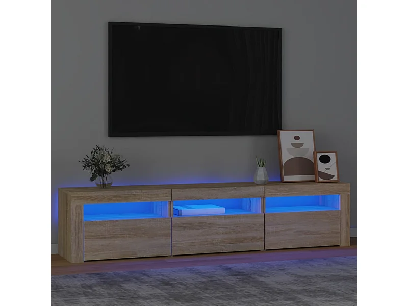 Meuble TV | Banc TV | Armoire TV avec lumières LED Chêne sonoma 180x35x40 cm