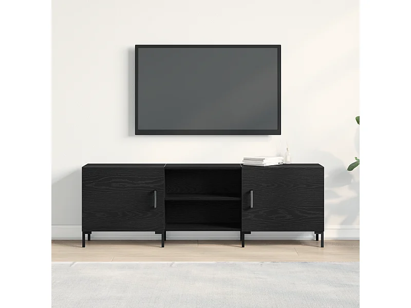 Meuble TV | Banc TV | Armoire TV Noir Chêne 150x30x50 cm Bois d'ingénierie