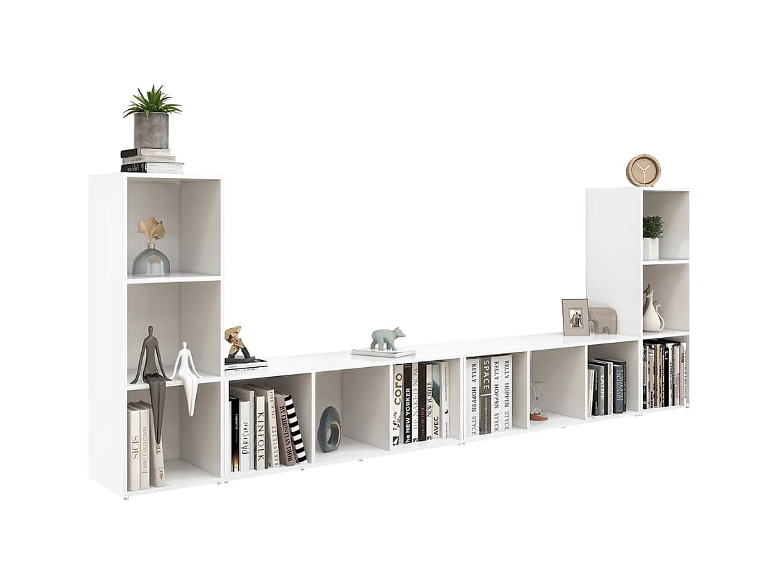 Tv-meubelen | Tv-Banken | TV-kasten 4 st 107x35x37 cm bewerkt hout wit