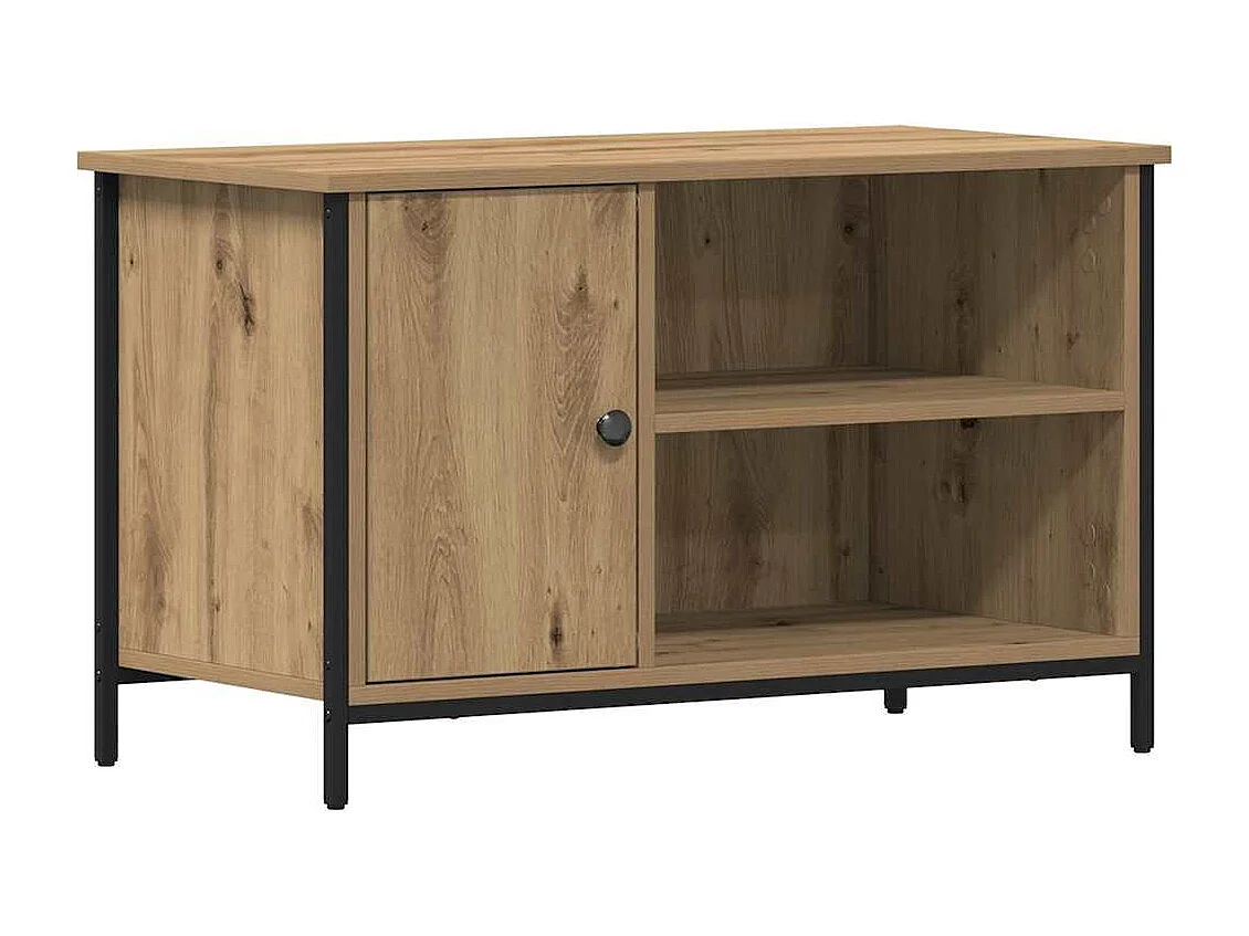 Meuble TV | Banc TV | Armoire TV en chêne artisan de 80x40x50 cm en bois d'ingénierie et acier