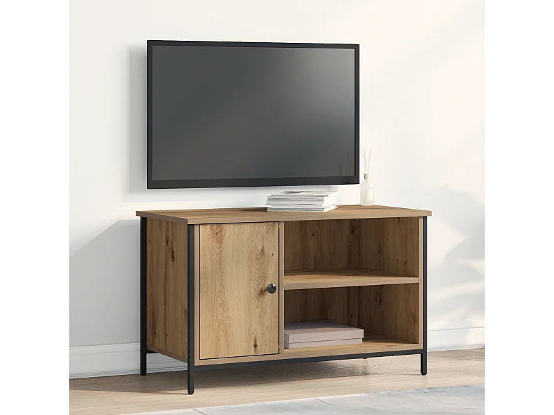 Tv-meubel | Tv-Bank | TV-kast80x40x50 cm bewerkt hout en staal artisanaal eiken