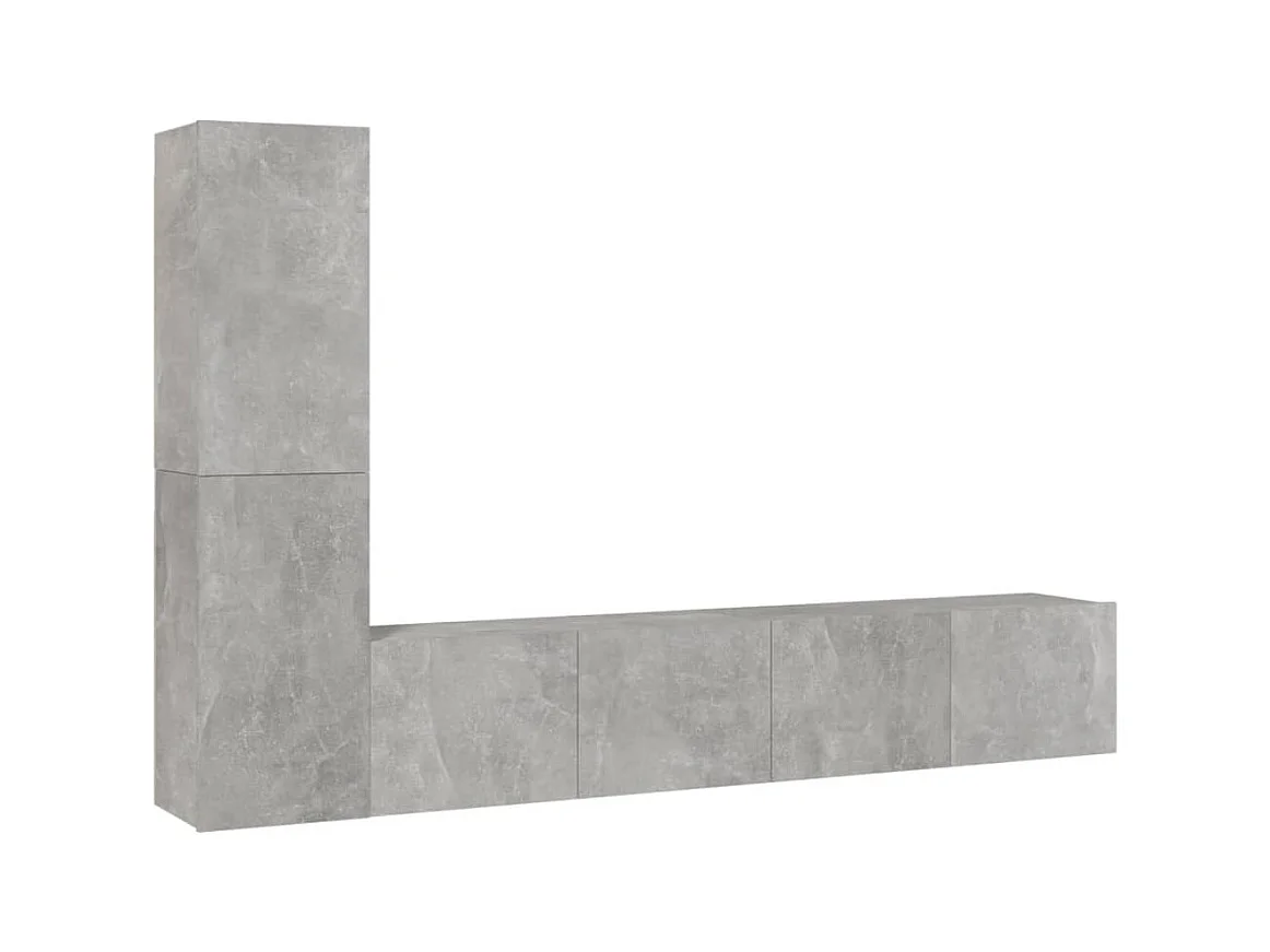 Set de muebles de TV | Gabinetes de TV |  Muebles de salón 4 pzas madera contrachapada gris hormigón