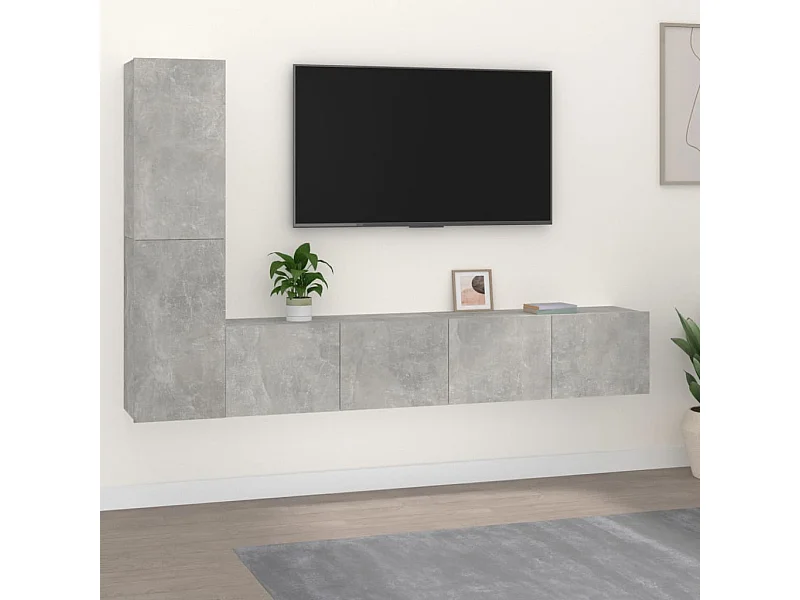 Ensemble de meubles TV | Bancs TV | Armoires TV 4 pcs Gris béton Bois d'ingénierie