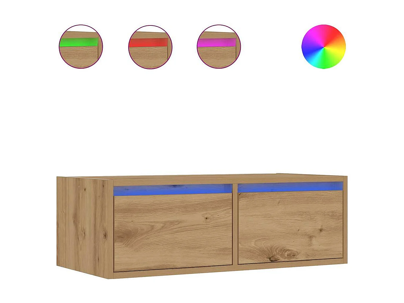 Mueble de TV | Mueble de salón con luces LED roble artisan 75x35,5x25 cm