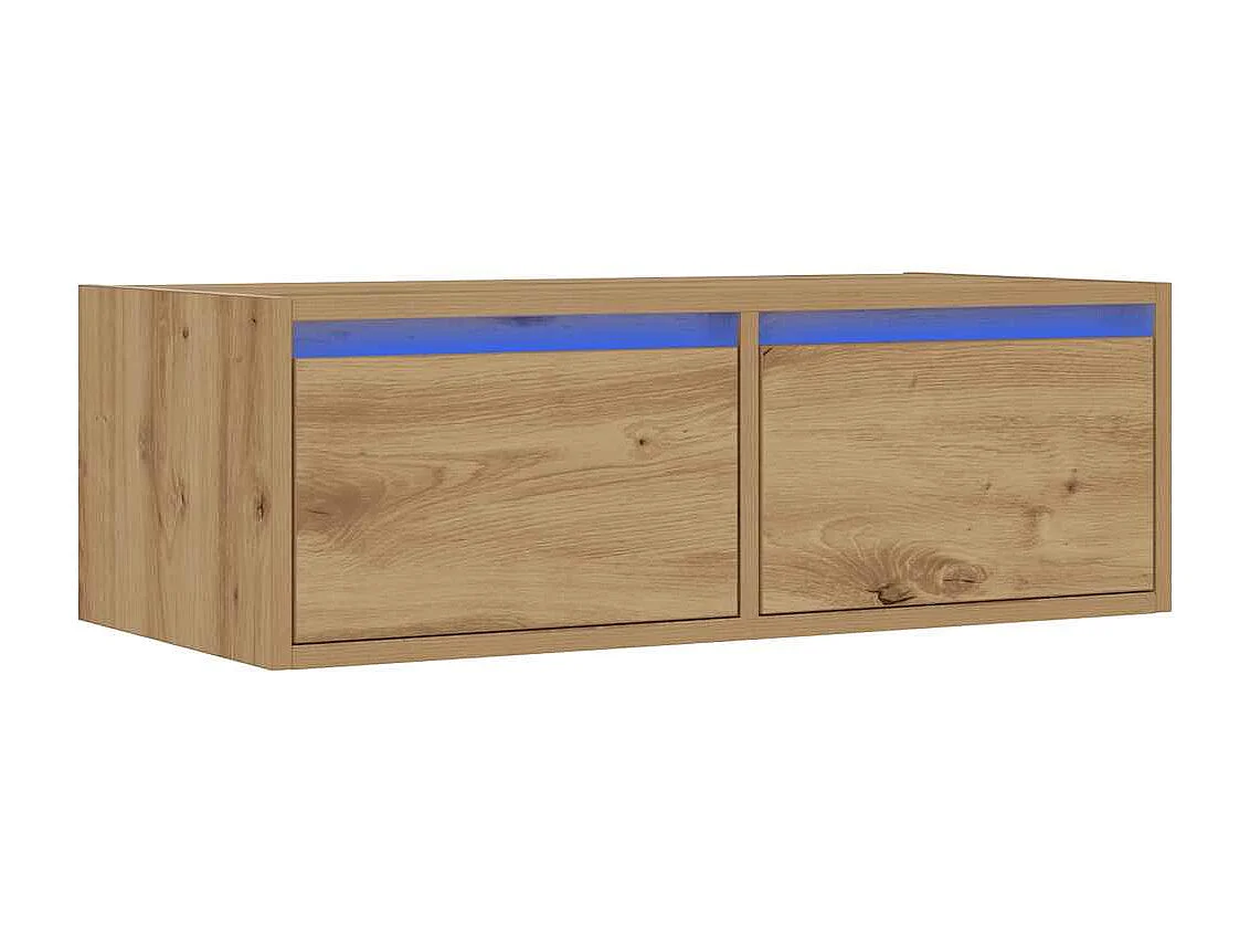 Meuble TV | Banc TV | Armoire TV avec lumières LED chêne artisanal 75x35,5x25 cm