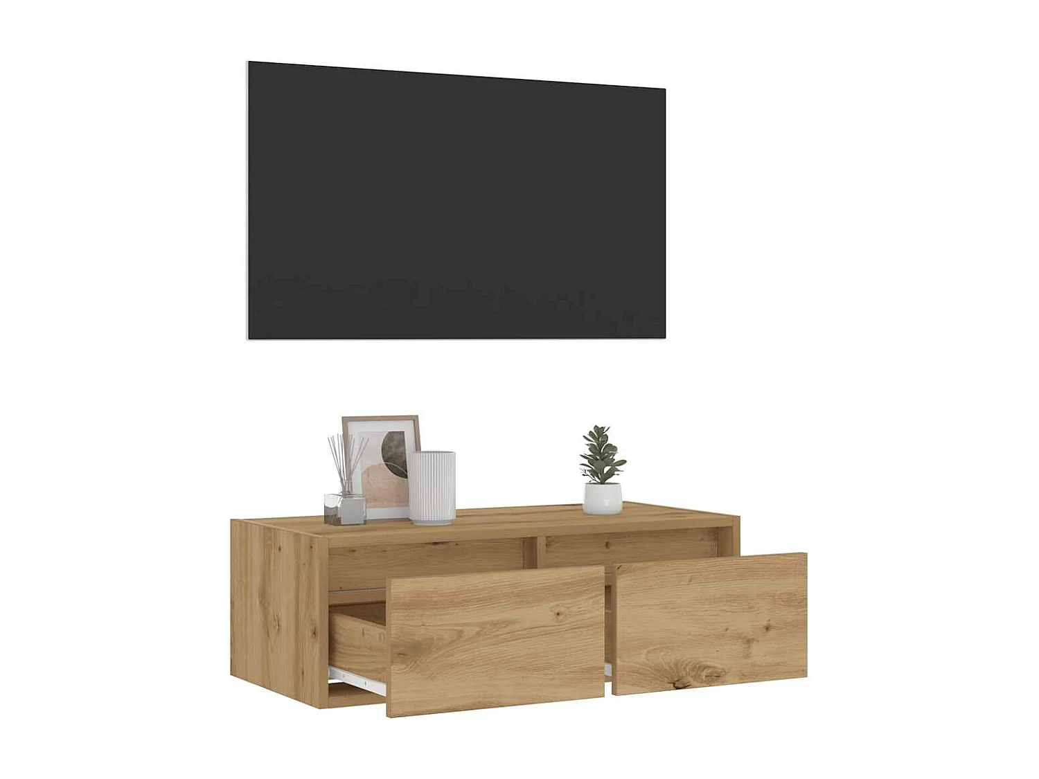 Meuble TV | Banc TV | Armoire TV avec lumières LED chêne artisanal 75x35,5x25 cm
