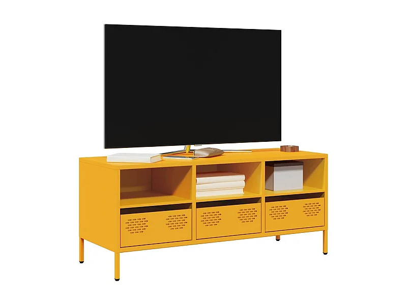 Mueble para TV  | Gabinete de TV |  Mueble de salón acero laminado en frío amarillo 101,5x39x43,5 cm