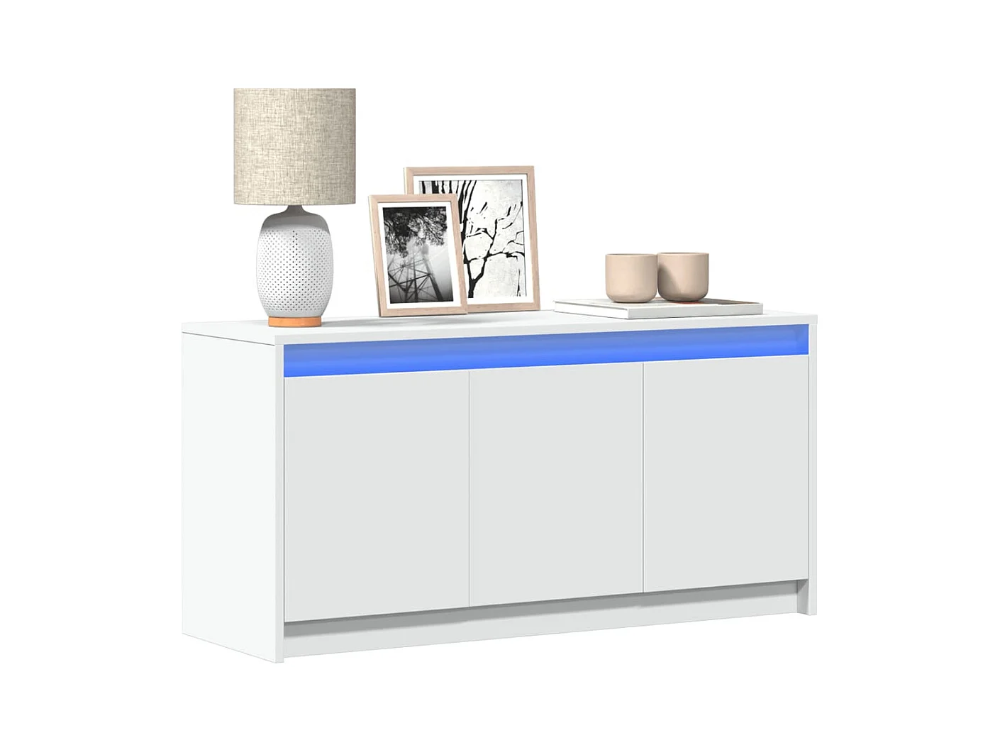 Tv-meubel | Tv-Bank | TV-kastmet LED 100x34x50 cm bewerkt hout wit