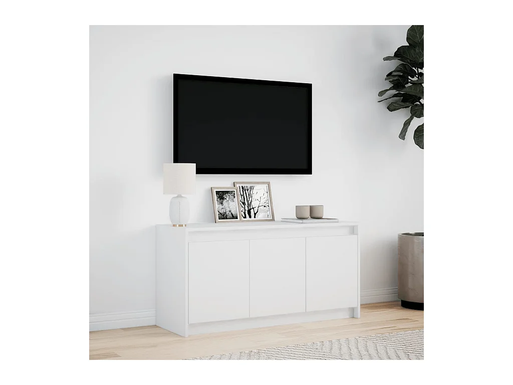 Tv-meubel | Tv-Bank | TV-kastmet LED 100x34x50 cm bewerkt hout wit