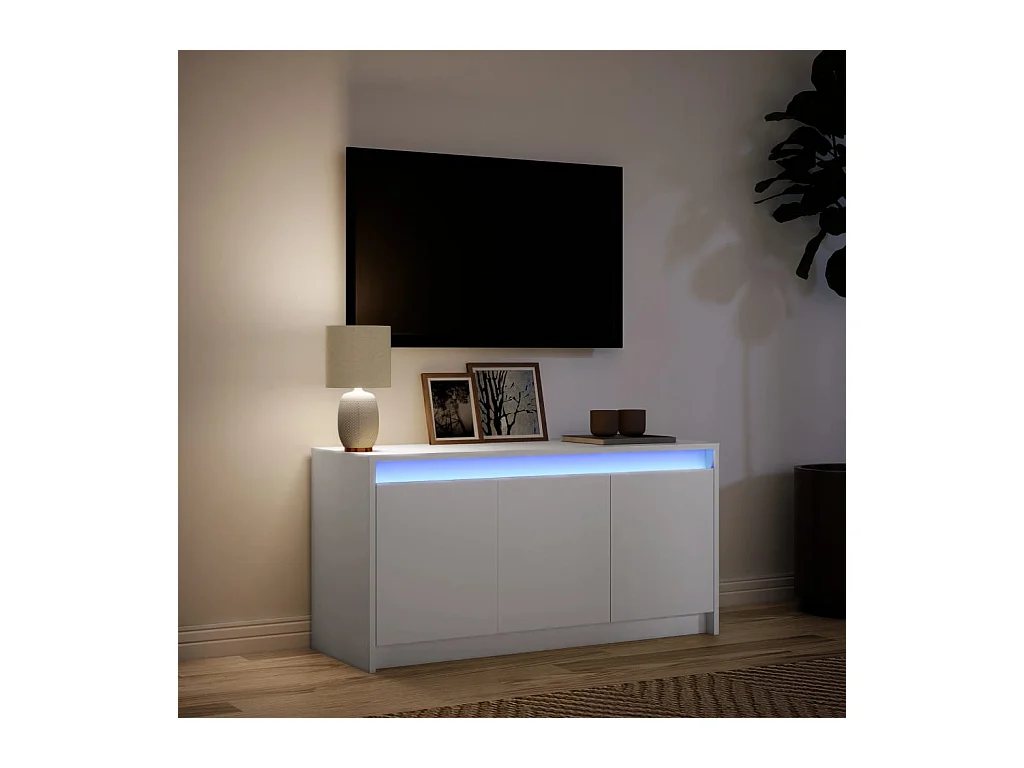 Tv-meubel | Tv-Bank | TV-kastmet LED 100x34x50 cm bewerkt hout wit