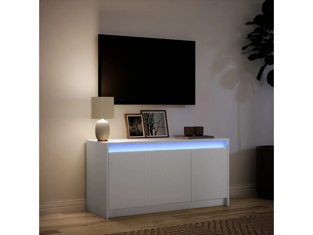 Meuble TV | Banc TV | Armoire TV avec LED blanc 100x34x50 cm bois d'ingénierie