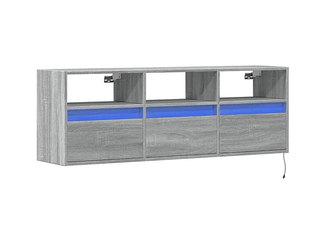 Tv-wandmeubel | TV-kast | Tv-Bank met LED-verlichting 130x31x45 cm grijs sonoma